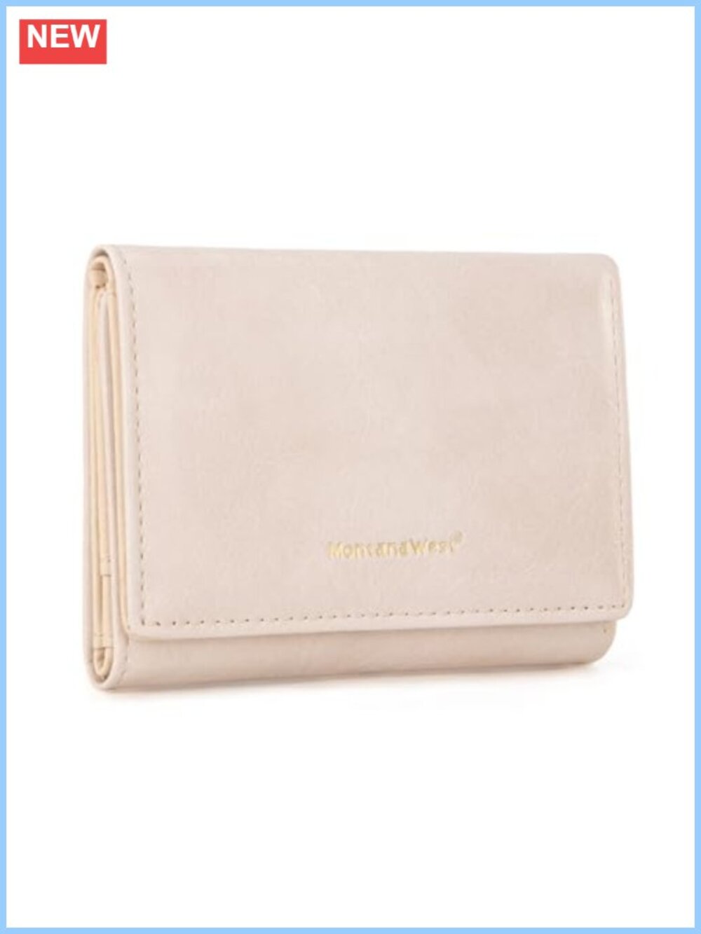 Small Trifold Wallet RFID Blocking with ID Window Faux Leather Minimalist